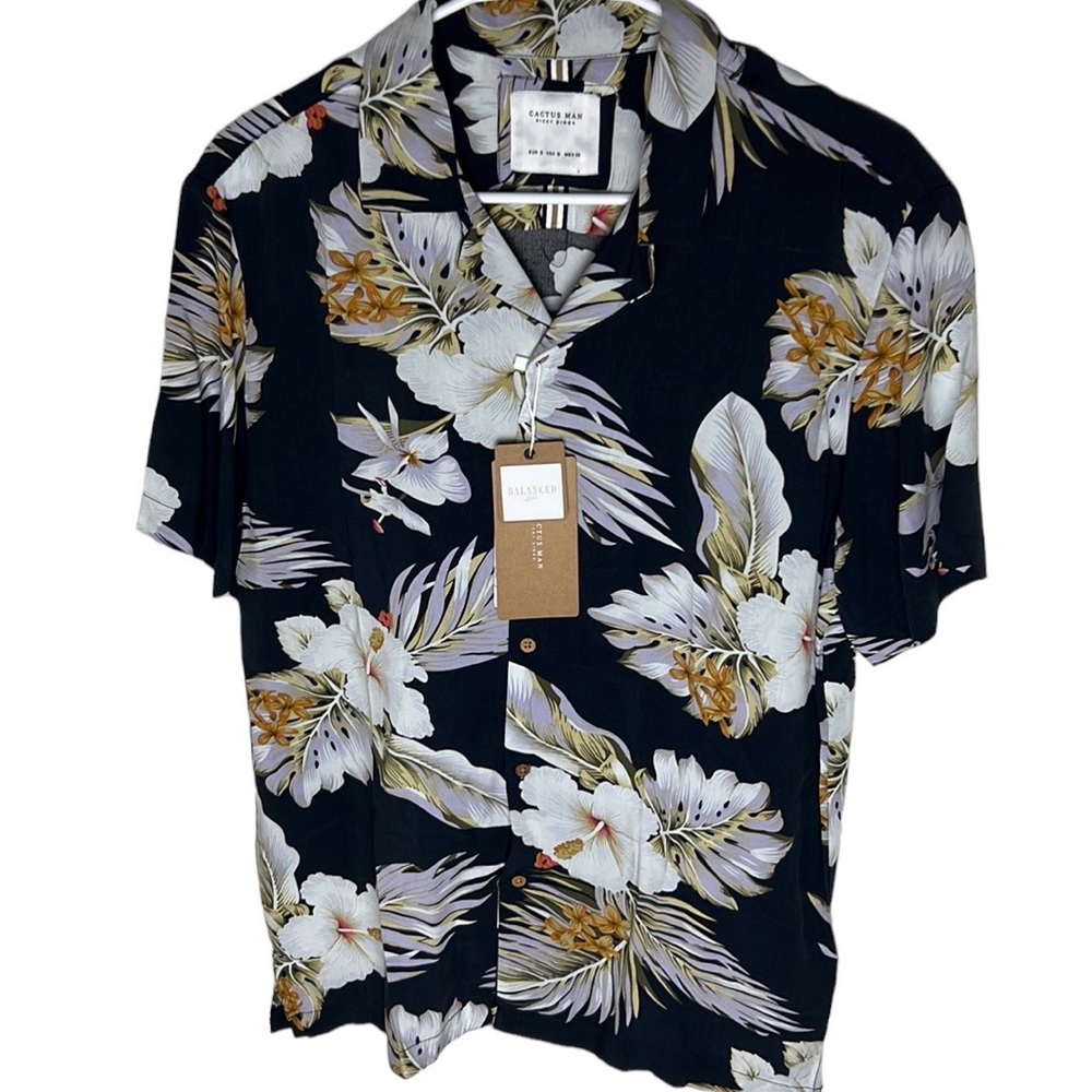 Cactus Man Viscose Hawaiian Button Up Floral Shirt Men’s Size S